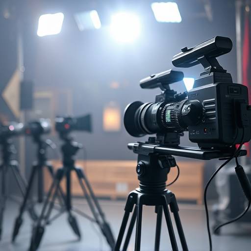 Ein Filmset mit professioneller Kamera und Beleuchtung